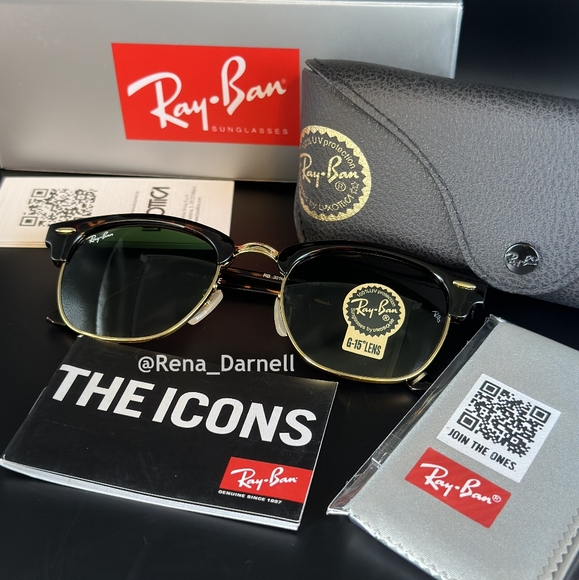 Ray-Ban Clubmaster Tortoise RB3016 Green New - Picture 13 of 16